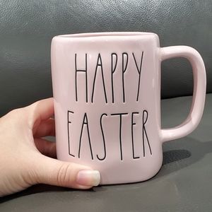 Rae Dunn coffee mug HAPPY EASTER light pink